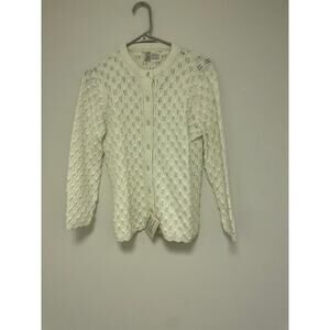 Wintuck Billie Joe White Open Knit Vintage Cardigan Sweater NWT